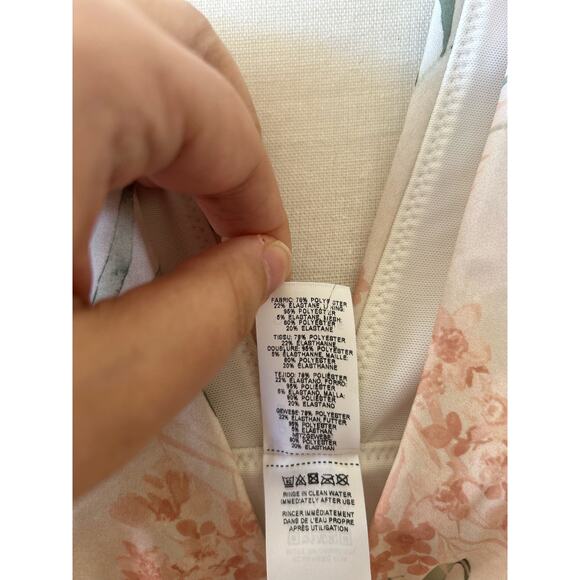 NWOT ASOS Plunge White Pink & Green Tropical Leaf Print Bathing Suit - Picture 4 of 7